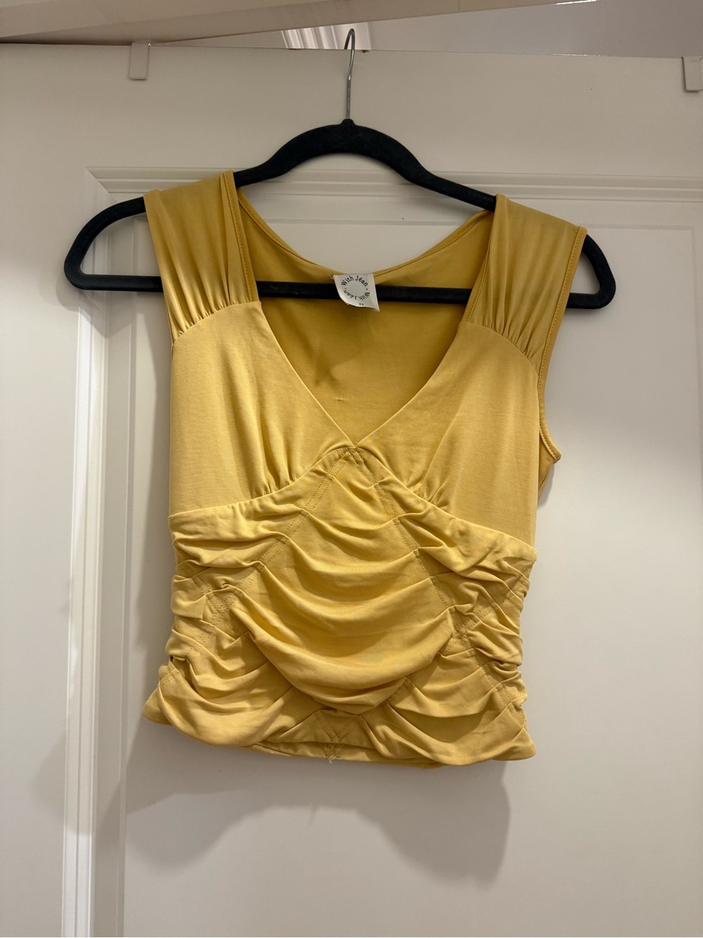 Women's Mustard Ruched V-Neck Tank Top and skirt set